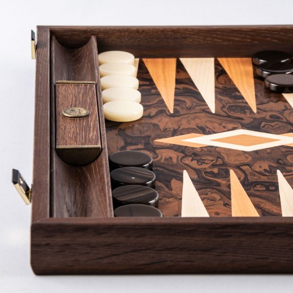 Manopoulos Californian Walnut Burl Luxury Backgammon Set - Image 3