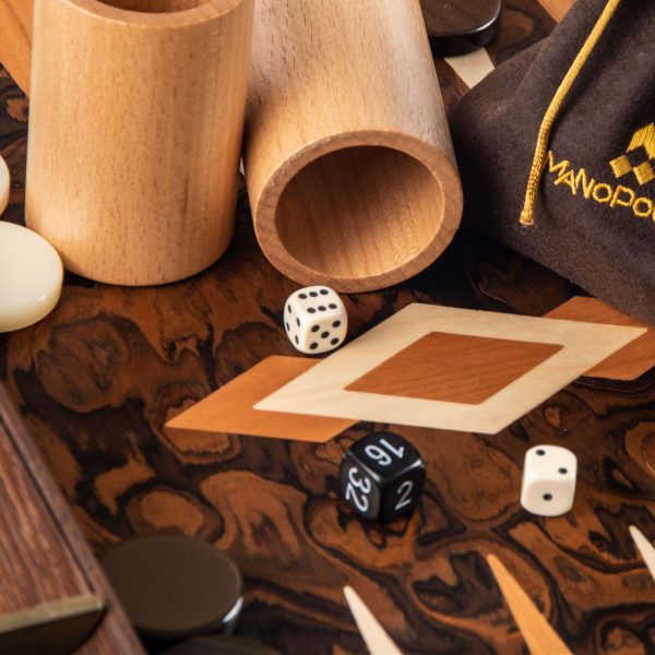 Manopoulos Californian Walnut Burl Luxury Backgammon Set - Image 4