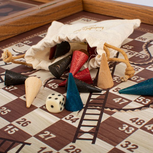 Manopoulos - Classic 4 in 1 Combo Games Set in Walnut replica wooden case - Image 10