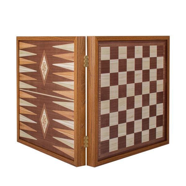 Manopoulos - Classic 4 in 1 Combo Games Set in Walnut replica wooden case - Image 2