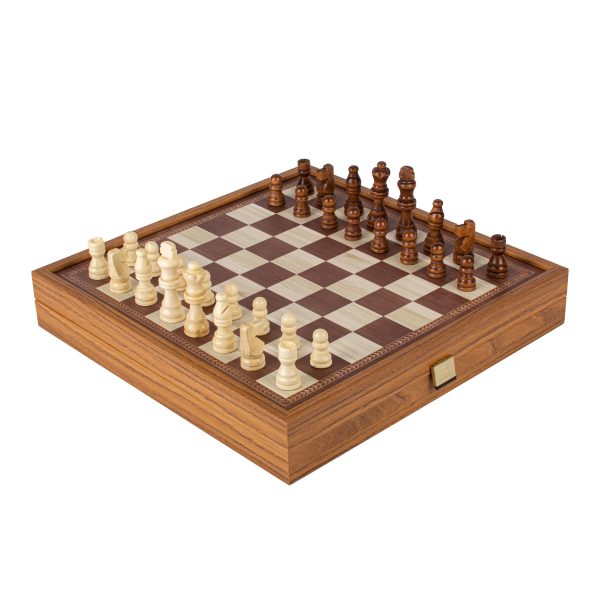 Manopoulos - Classic 4 in 1 Combo Games Set in Walnut replica wooden case - Image 4
