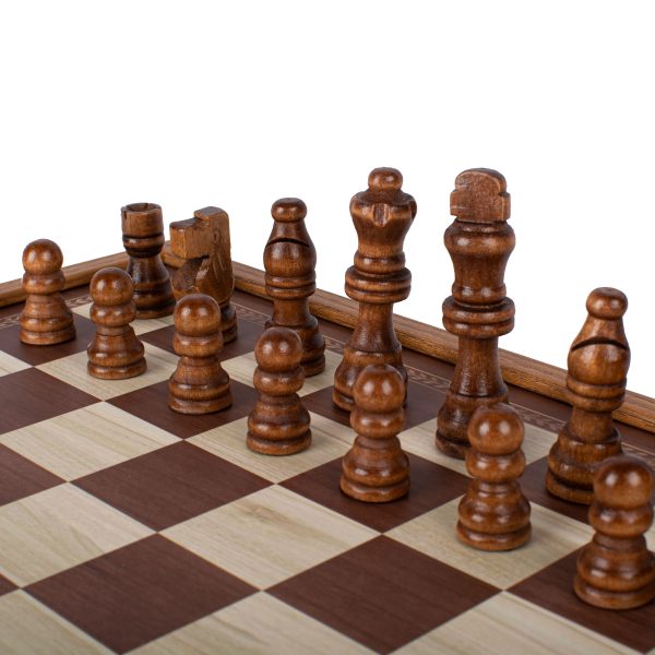 Manopoulos - Classic 4 in 1 Combo Games Set in Walnut replica wooden case - Image 6