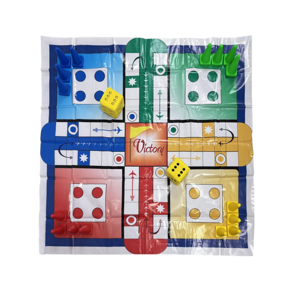 SALE WAS £49 NOW £25

Discover the XXL version of Ludo, suitable for both indoor and outdoor use! This iconic game is a timeless favourite for the whole family and guarantees generations of fun. This XXL size takes the playing experience to the next level. The playing mat is made of durable PVC tarpaulin (510 g/m²) and features stable, evenly spaced eyelets for easy attachment, even in windy weather. Whether at home, a garden party, or school this XXL Ludo game is sure to turn heads.

Enjoy hours of fun with friends and family. The robust construction ensures long-lasting resilience, while the playing surface folds easily for quick storage and portability.

Includes:

 	High-quality PVC playing field tarp (510g/m²)
 	2 soft dice (8cm in diameter)
 	16 pawns in 4 different colour
 	Handy storage bag (breathable, with room for all components)

Delivery time: 1-2 weeks