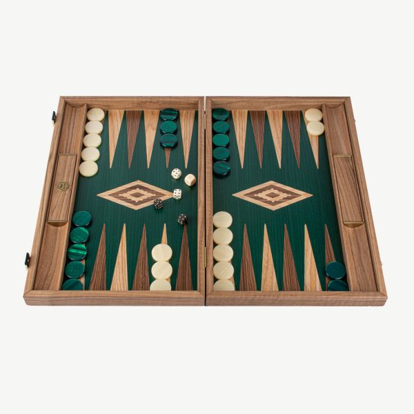 Manopoulos Walnut with Green Oak Luxury Backgammon Set - Image 2