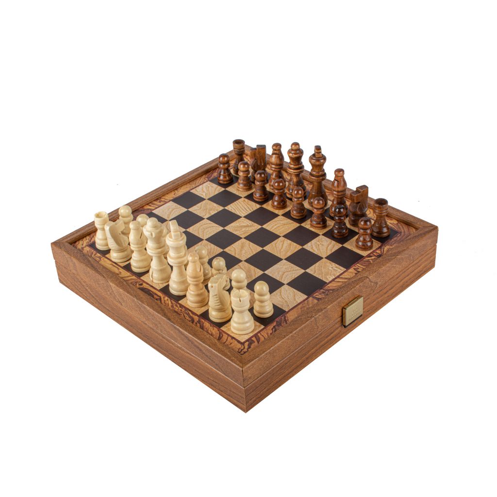 Why buy 1 game when you can get 2? Boasting a Traditional Style Artwork and including all pieces to play, the Traditional Style 2-in-1 Combo game is a luxurious update on timeless family favourite games. A marvellous Combo Games Collection that will bring style and joy into your home.

ABOUT MANOPOULOS - Manopoulos, a renowned Greek manufacturer, specialises in creating exquisite Board Game sets that have gained global recognition. They have been handcrafting quality board games since 1970. Their exceptional wooden sets seamlessly blend elegant design with sturdy construction, providing an unmatched gaming experience.

CLASSIC 2 in 1 GAMES SET: Handcrafted in Greece by Manopoulos, a world-famous traditional board games designer who has been creating games since 1970. The Combo Set is made from laminated Wood in Walnut Replica Colour & includes the timeless games of chess and backgammon.

DIMENSIONS - Board Size is (11-inch x 11-inch) 27cm x 27 cm when closed. Weight 1.2 kg. Including intricate designed playing pieces & dice.

SET INCLUDES: 32 Wooden Chessmen, 32 Wooden Backgammon Checkers, 4 Dice