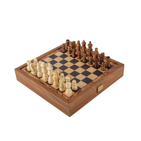 Manopoulos - Classic 2-in-1 Combo Games Set in Walnut replica wooden case (Small)