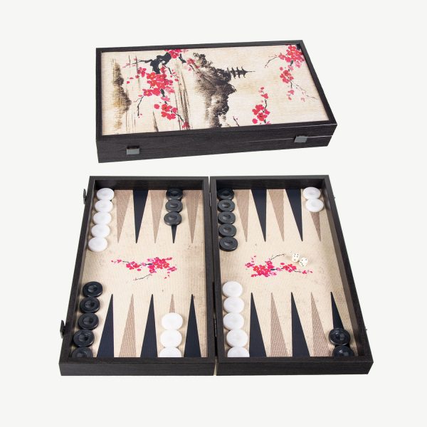 Manopoulos Oriental Cherry Blossom Art Premium Backgammon Set
