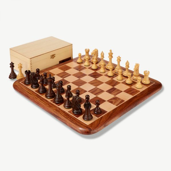 Alban Sheesham Chess Pieces & Box - 3.75" King - Image 4