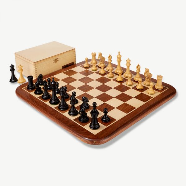 Uber Alexander Knight Ebony Wood Chess Pieces & Box - 4" King - Image 4
