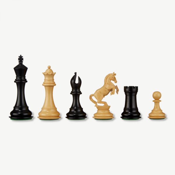 Uber Alexander Knight Ebony Wood Chess Pieces & Box - 4" King