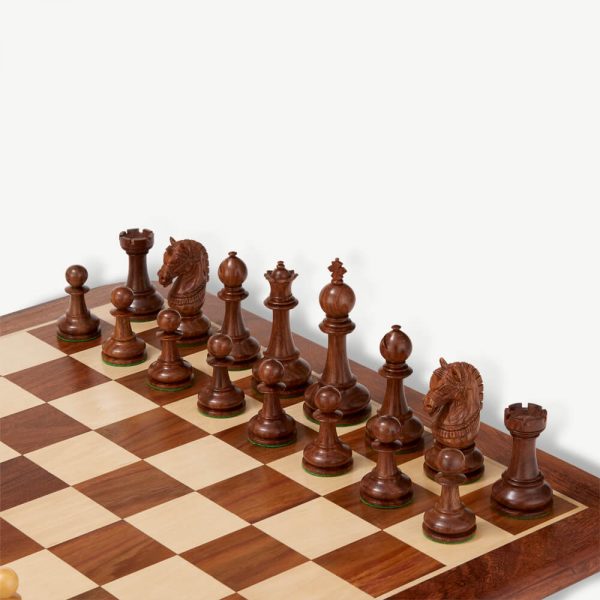 Uber Armoured Staunton Sheesham Chess Set & Box - 4.25" King - Image 2