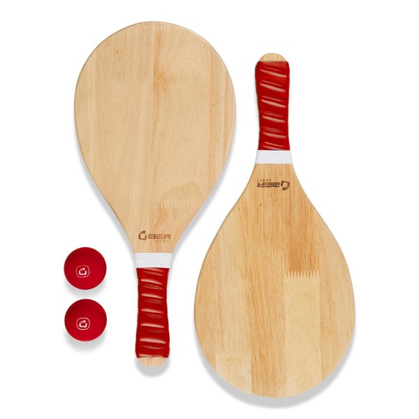 Bat and Ball Set - Rubber Wood - Red