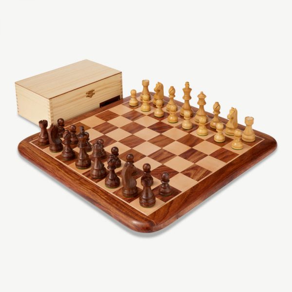 Classic Staunton Sheesham Chess Set & Box - 3.75" King - Image 4