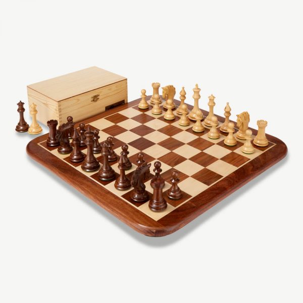 Tilted Mayfield Sheesham Chess Pieces & Box - 4" King - Image 4